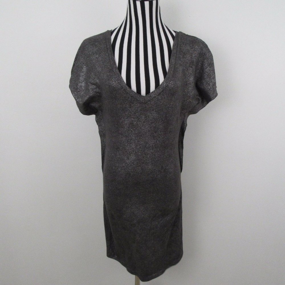 LA MADE Silver Metallic Short Sleeve Dress